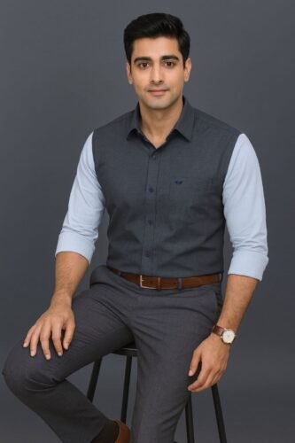 Men’s Colour Block Shirt | Regular Fit – Signature – Grey & White