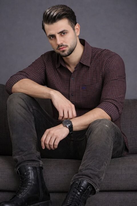 Men’s Checked Shirt | Regular Fit – Signature – Honey Brown