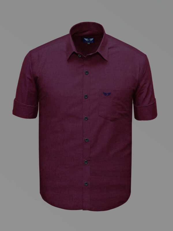 Jack Vault Regular Fit Full Sleeves Solid Men's Cotton Shirt - Dark Maroon