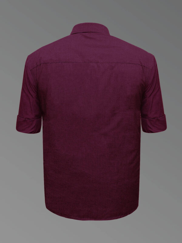 Jack Vault Regular Fit Full Sleeves Solid Men's Cotton Shirt - Dark Maroon - Image 2