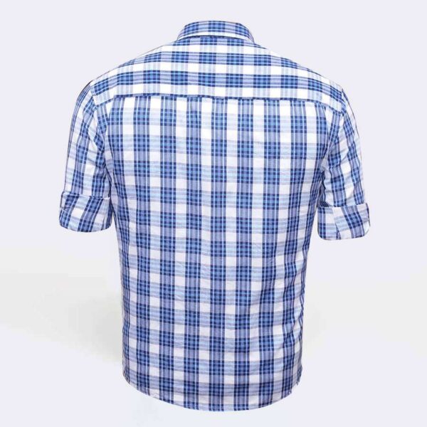 Jack Vault-Regular Fit-Full Sleeves Men's Cotton Checked Shirt- Blue & White - Image 2