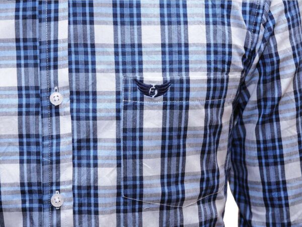 Jack Vault-Regular Fit-Full Sleeves Men's Cotton Checked Shirt- Blue & White - Image 3