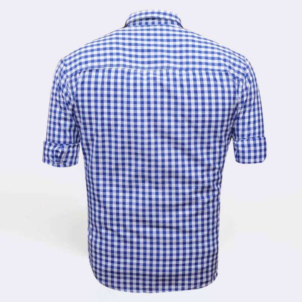 Jack Vault-Regular Fit-Full Sleeves Men's Cotton Checked Shirt- Royal Blue & White - Image 2