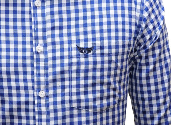 Jack Vault-Regular Fit-Full Sleeves Men's Cotton Checked Shirt- Royal Blue & White - Image 3