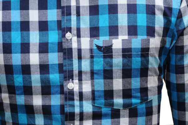 Jack Vault-Regular Fit-Full Sleeves Men's Cotton Checked Shirt- Blues - Image 3