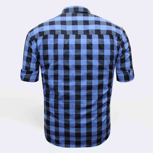 Jack Vault-Regular Fit-Full Sleeves Men's Cotton Checked Shirt- Black & Blue - Image 2