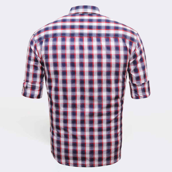 Jack Vault-Regular Fit-Full Sleeves Men's Cotton Checked Shirt- Red & White - Image 2