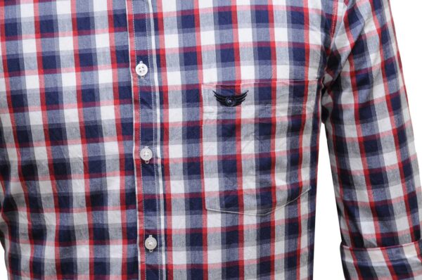 Jack Vault-Regular Fit-Full Sleeves Men's Cotton Checked Shirt- Red & White - Image 3