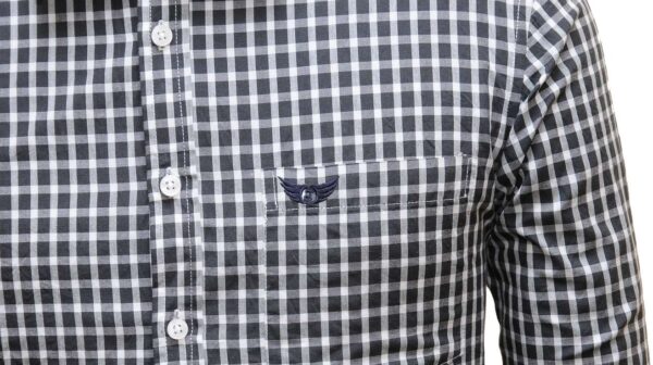 Jack Vault-Regular Fit-Full Sleeves Men's Cotton Checked Shirt- Black & White - Image 3