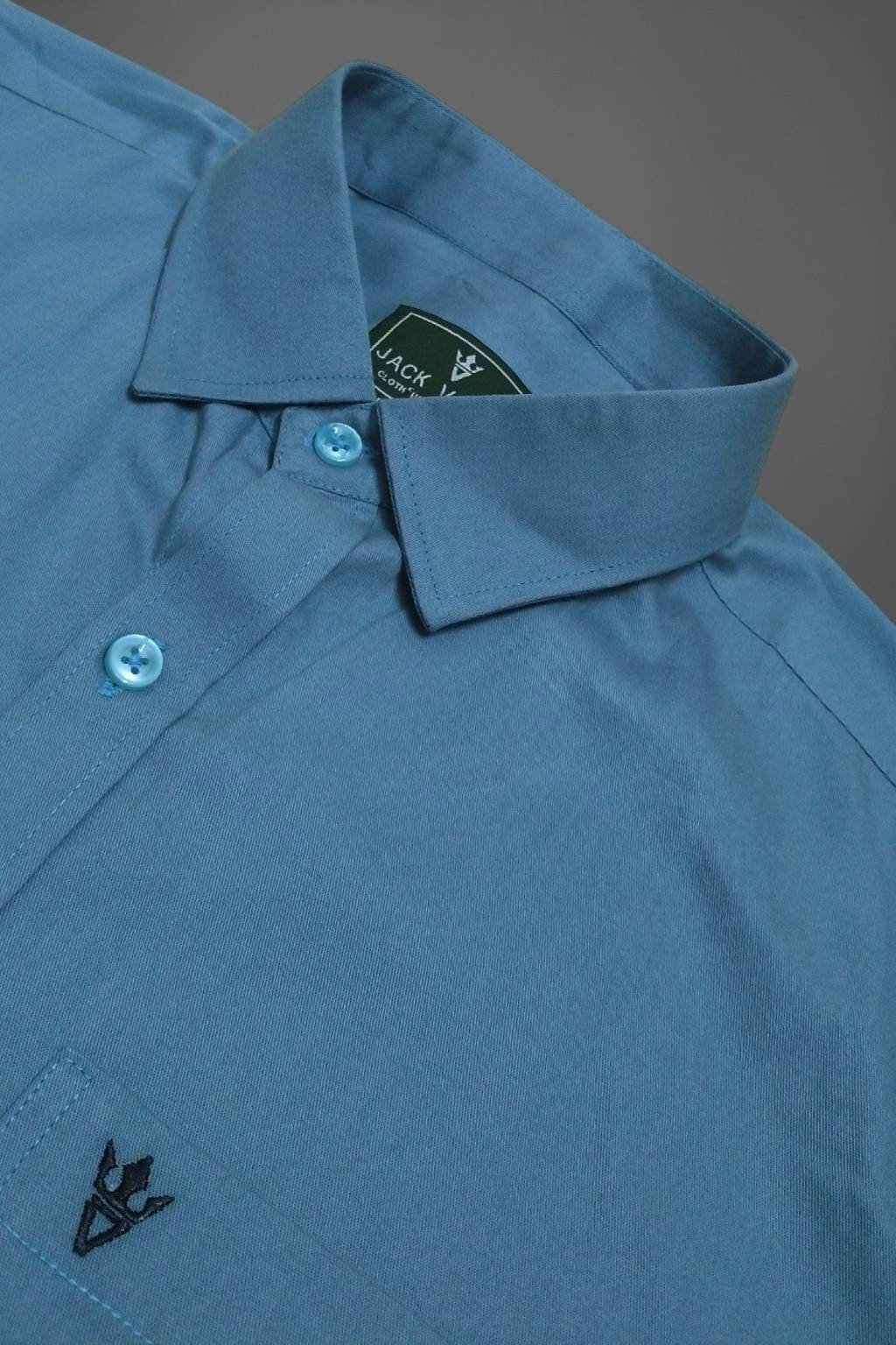 Men’s Colour Block Shirt | Regular Fit – Signature – Steel Blue and Grey - Image 5