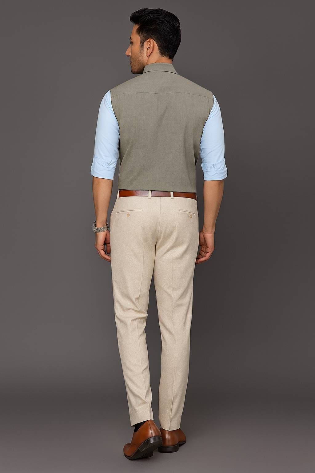 Men’s Colour Block Shirt | Regular Fit – Signature – Beige and White - Image 3