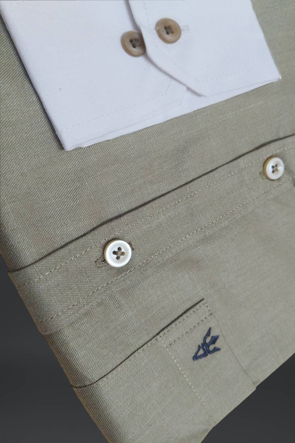 Men’s Colour Block Shirt | Regular Fit – Signature – Beige and White - Image 4