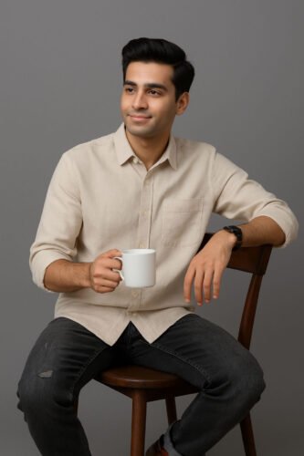 Men’s Solid Shirt | Regular Fit – Signature – Beige