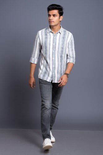 Men’s Textured Shirt | Regular Fit – Signature – Green & White