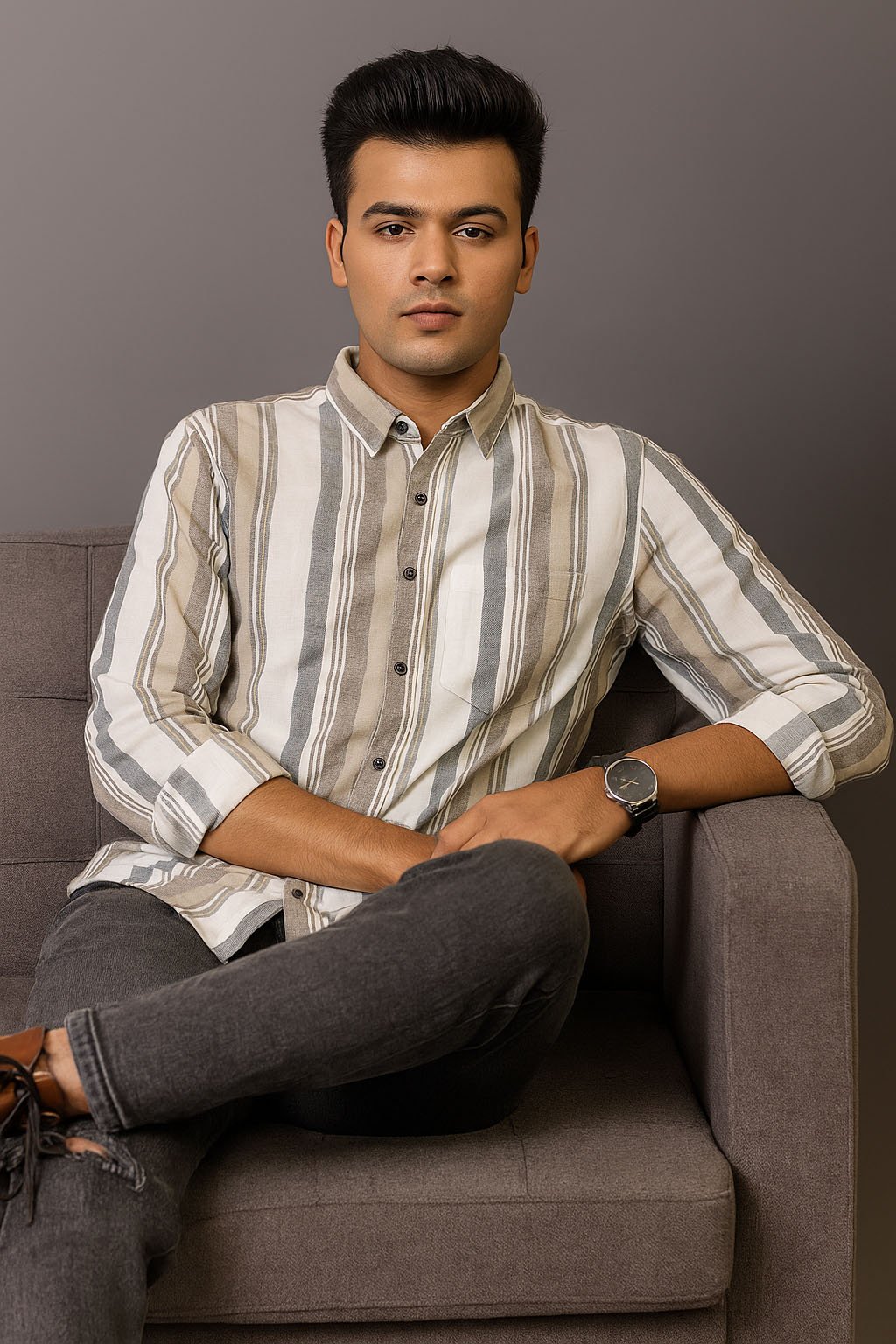 Men’s Stripes Shirt | Regular Fit – Signature – MultiColour stripes