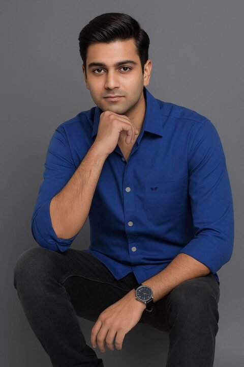 Jack Vault Regular Fit Full Sleeves Solid Men's Cotton Shirt - Sapphire Blue