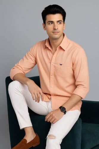 Men’s Solid Shirt | Regular Fit – Daily – Dark Caramel