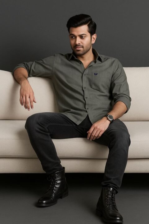 Men’s Solid Shirt | Regular Fit – Daily – Elephant Grey