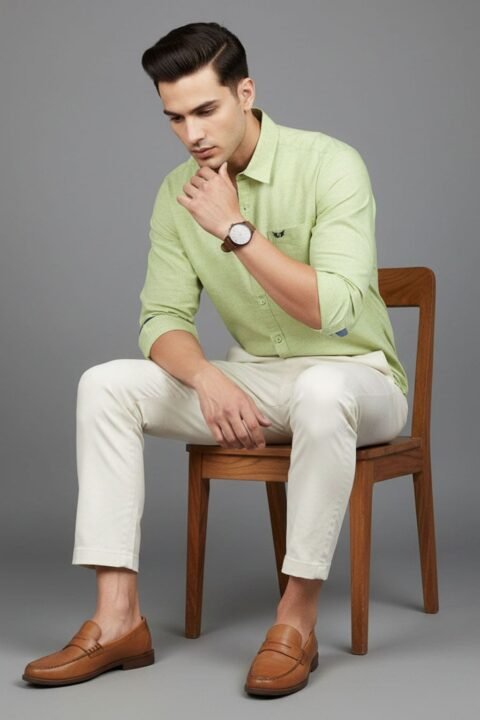 Men’s Linen Blend Shirt | Regular Fit – Daily – Light Atomic Yellow