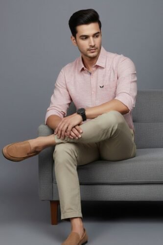 Men’s Linen Blend Shirt | Regular Fit – Daily – Lemonade Pink