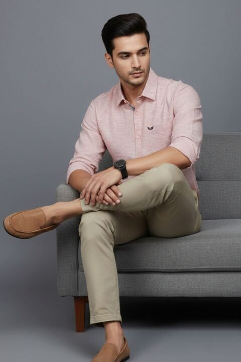 Men’s Linen Blend Shirt | Regular Fit – Daily – Lemonade Pink