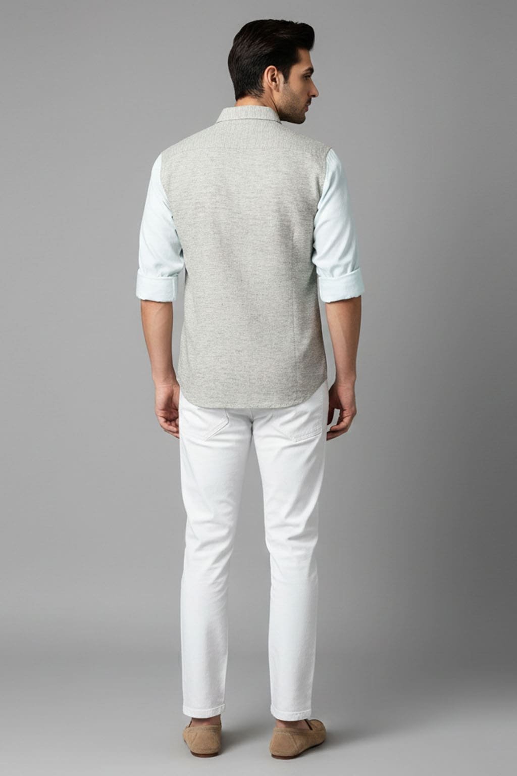 Men’s Linen Blend Shirt | Regular Fit – Signature – Peanut & White - Image 3