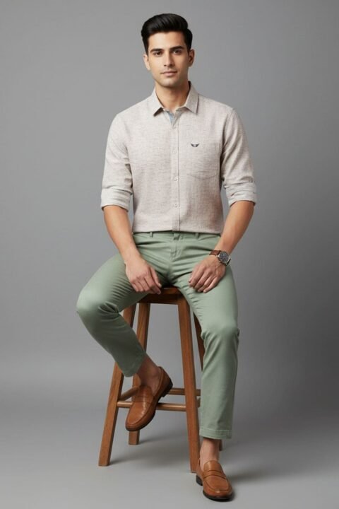 Men’s Linen Blend Shirt | Regular Fit – Daily – Peanut