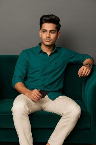 Men’s Solid Shirt | Regular Fit – Signature – Dark Teal