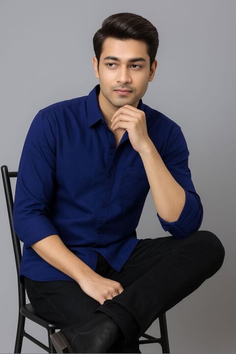 Men’s Solid Shirt | Regular Fit – Signature – Navy Blue