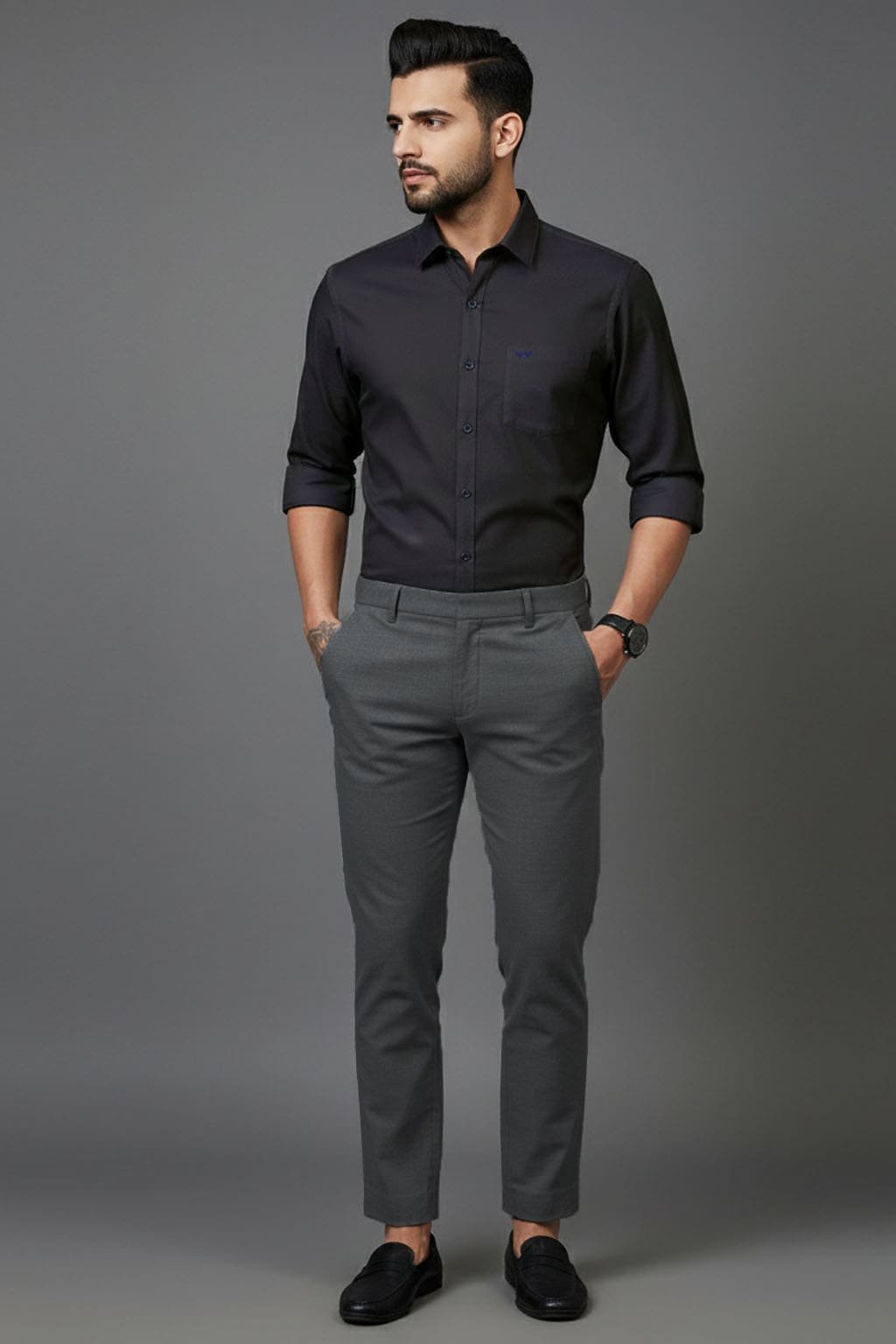 Men’s Textured Shirt | Regular Fit – Signature – Textured Black - Image 2