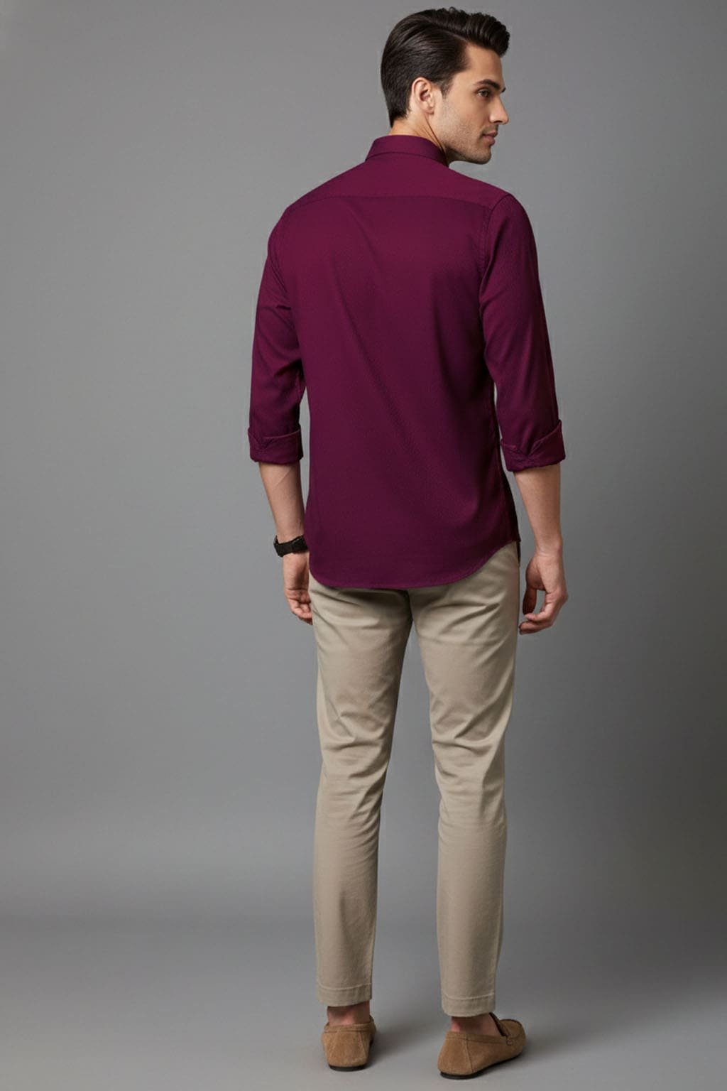 Men’s Textured Shirt | Regular Fit – Signature – Textured Maroon - Image 3