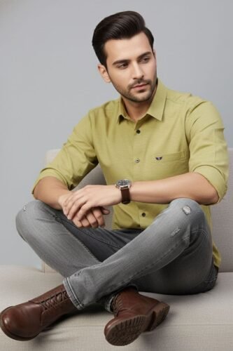 Men’s Solid Shirt | Regular Fit – Signature – Sandal