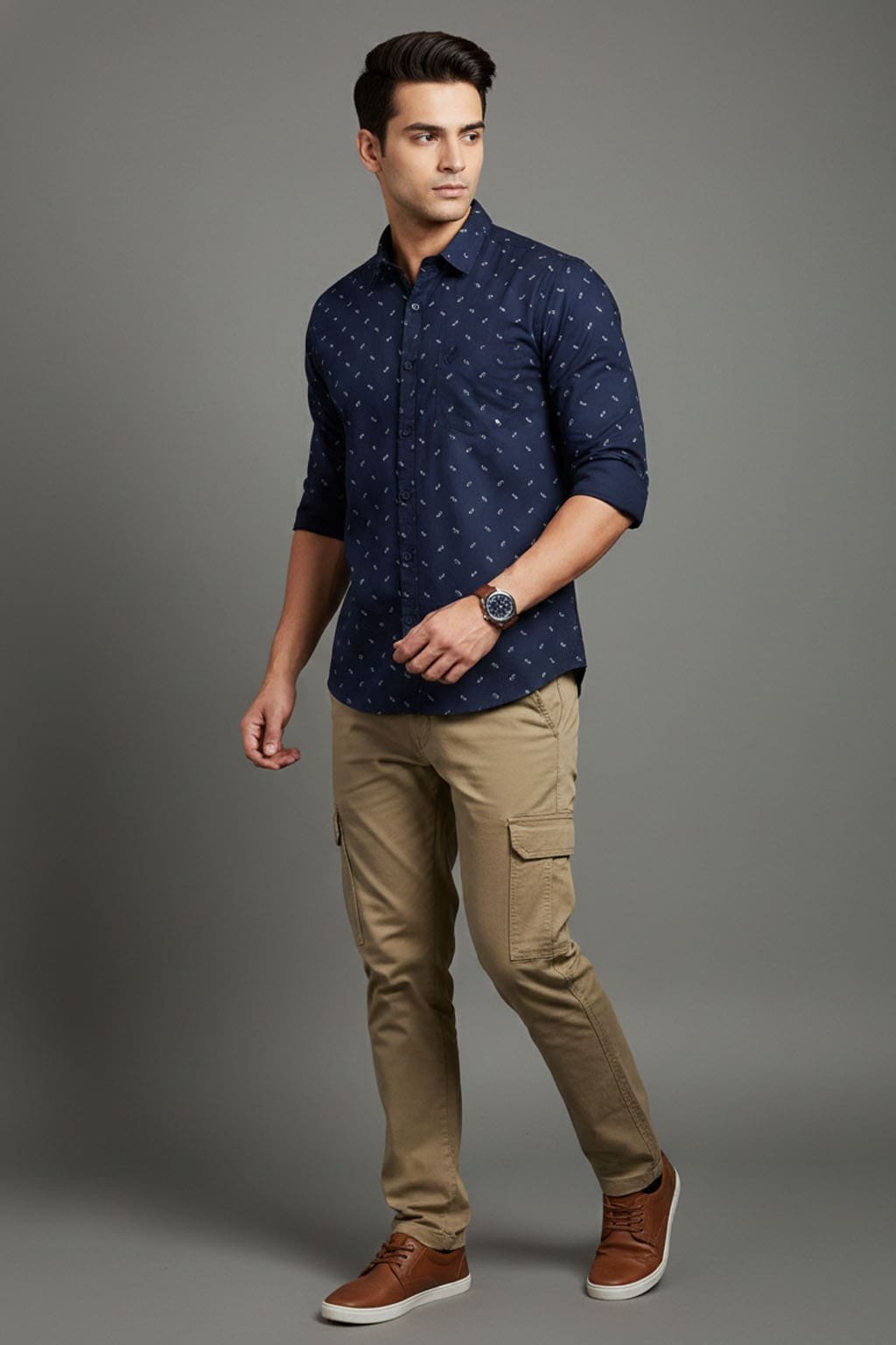 Men’s Printed Shirt | Regular Fit – Signature – Ink Blue - Image 2