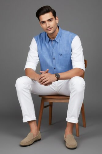 Men’s Colour Block Shirt | Regular Fit – Daily – Blue White