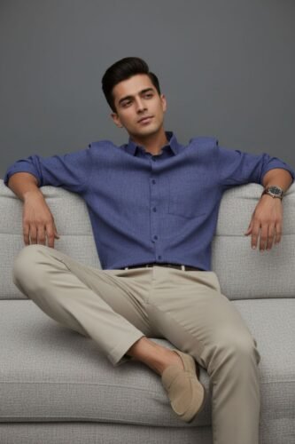 Men’s Linen Blend Shirt | Regular Fit – Signature – Mild Violet