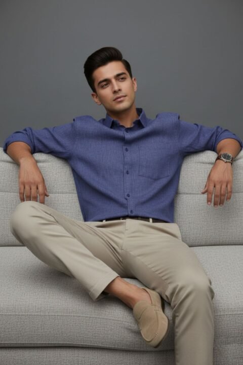 Men’s Linen Blend Shirt | Regular Fit – Signature – Mild Violet