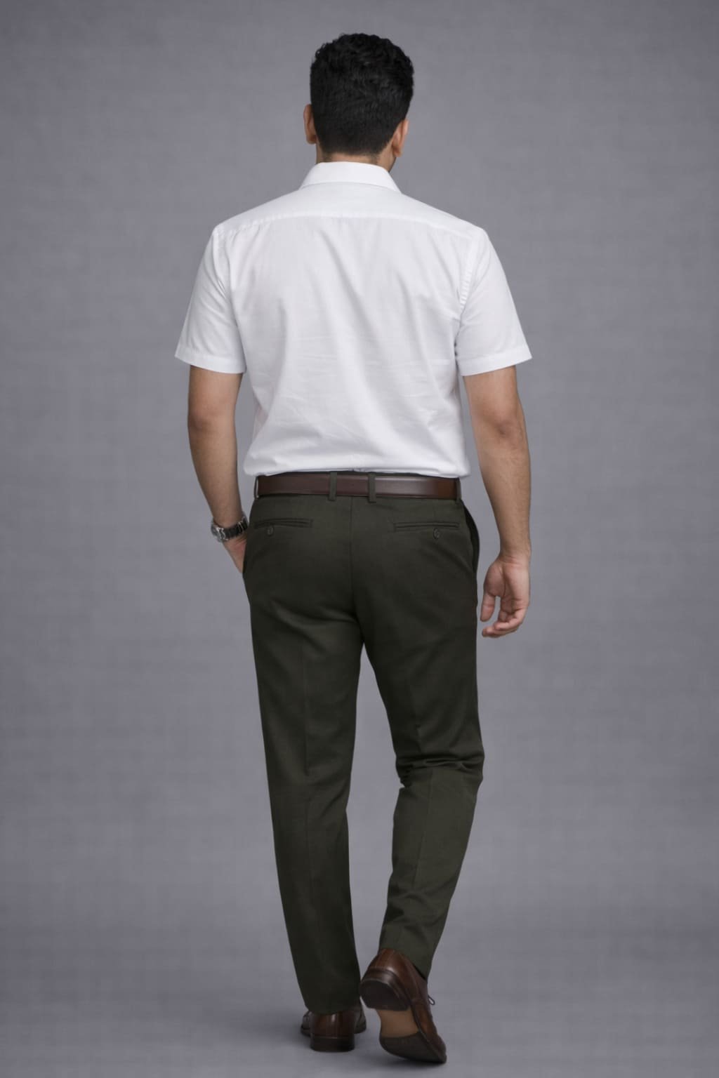 Men’s Solid Shirt | Half Sleeves – Regular Fit – Signature – White - Image 4