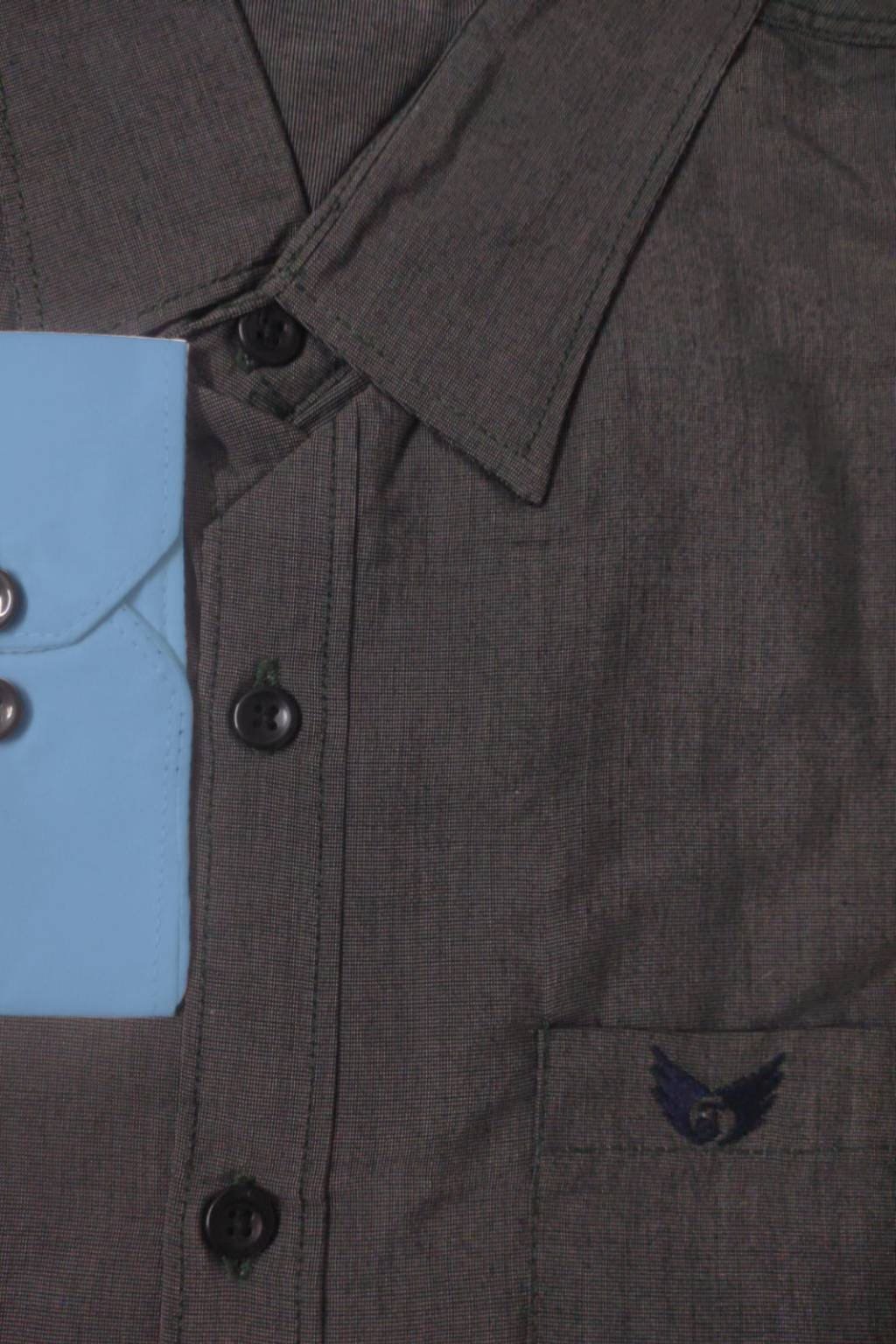 Men’s Colour Block Shirt | Regular Fit – Signature – Grey & Sky Blue - Image 4