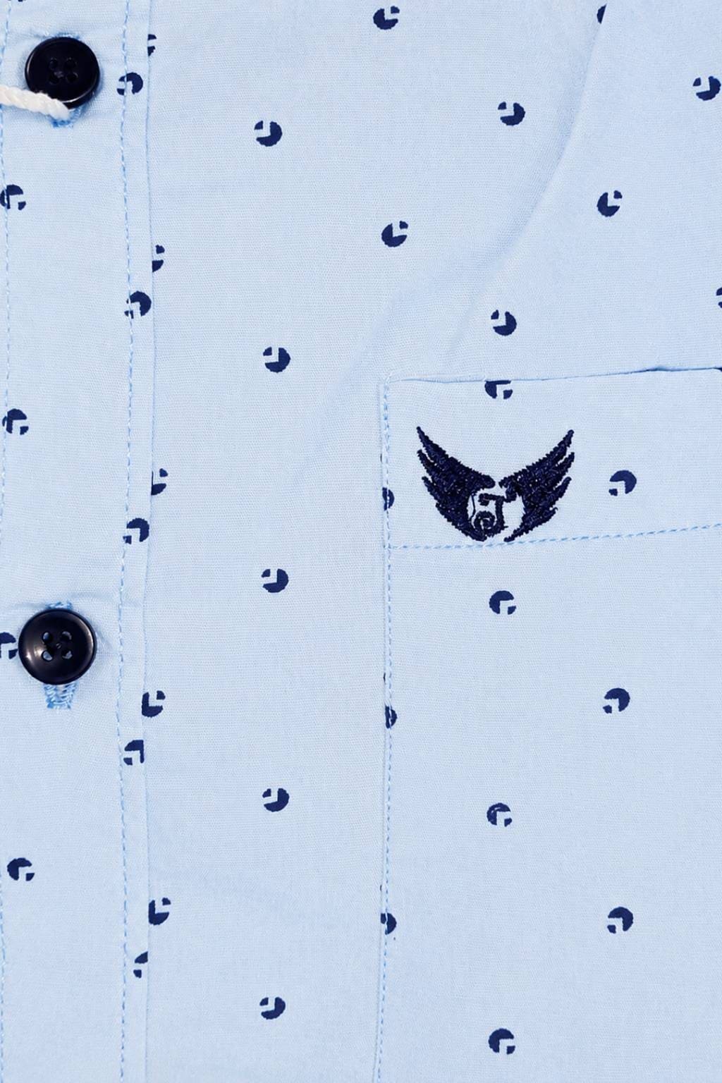 Men’s Printed Shirt | Regular Fit – Signature – Sky Blue - Image 4