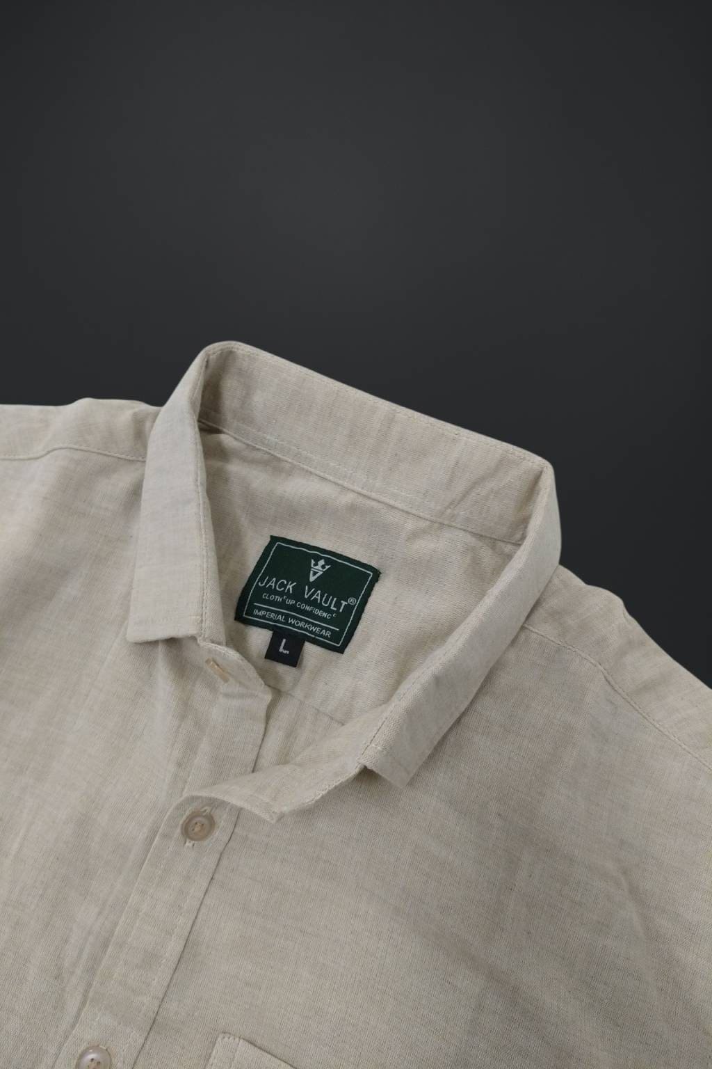 Men’s Solid Shirt | Regular Fit – Signature – Beige - Image 4