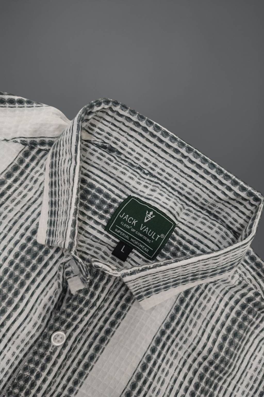 Men’s Textured Shirt | Regular Fit – Signature – Green & White - Image 3