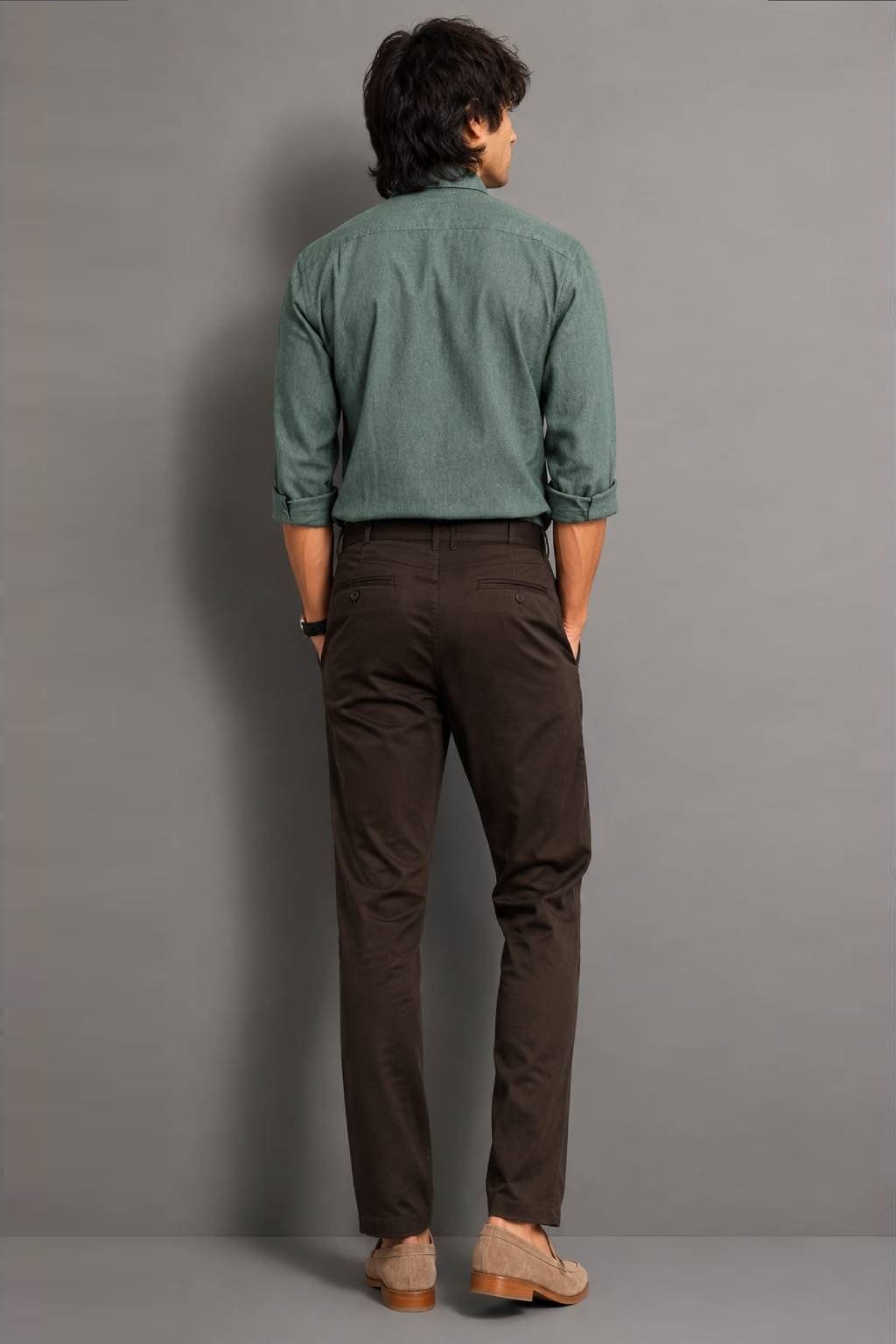 Men’s Solid Shirt | Regular Fit – Signature – Green - Image 3