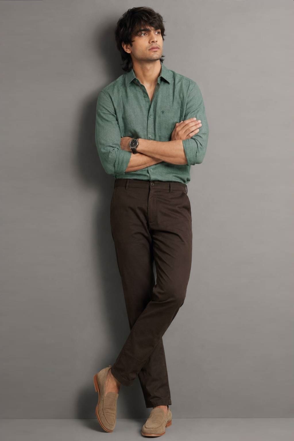 Men’s Solid Shirt | Regular Fit – Signature – Green - Image 2