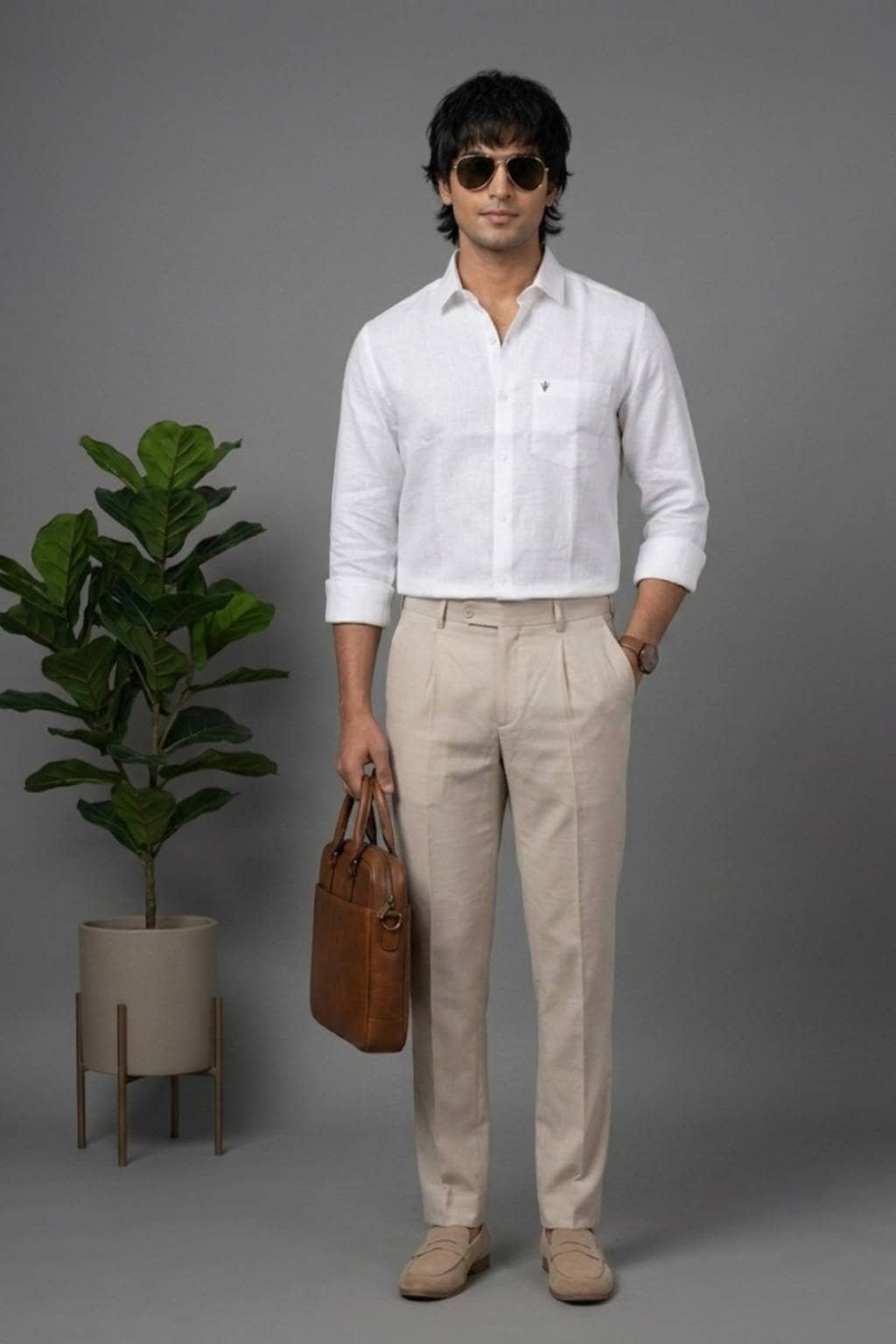 Men’s Bamboo Linen Blend Shirt | Regular Fit – Signature – White - Image 4