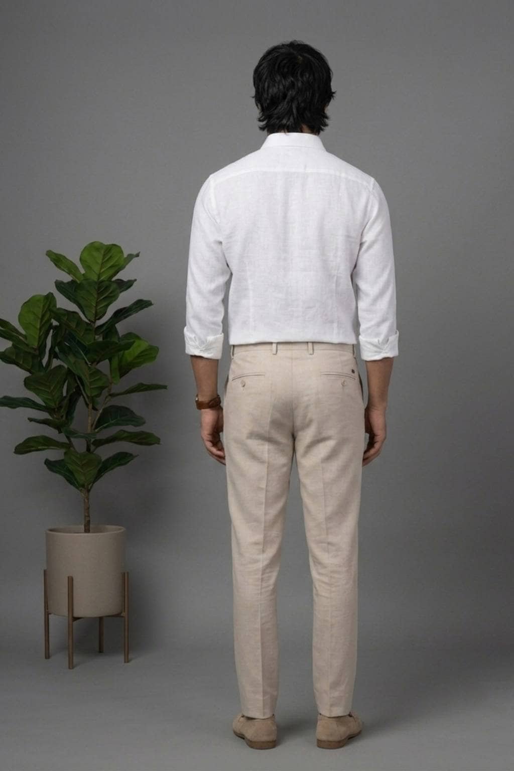 Men’s Bamboo Linen Blend Shirt | Regular Fit – Signature – White - Image 3