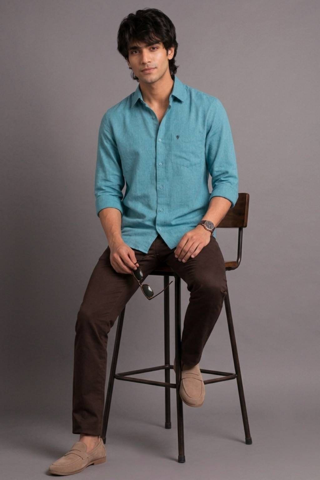 Men’s Solid Shirt | Regular Fit – Signature – Electric Blue - Image 4