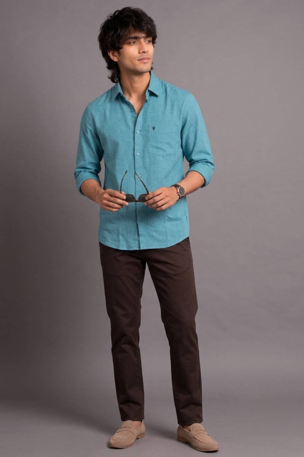 Men’s Solid Shirt | Regular Fit – Signature – Electric Blue - Image 3