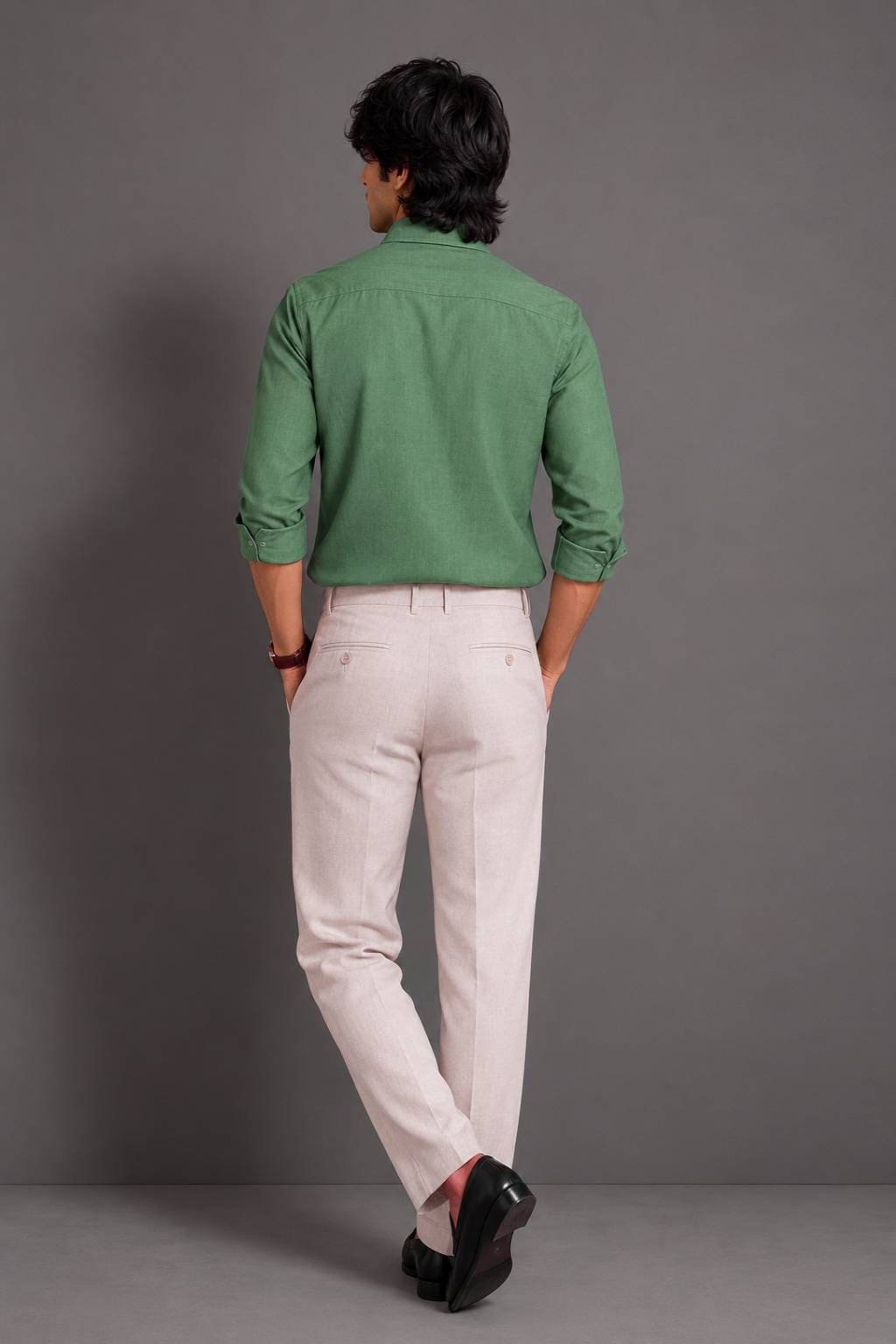 Men’s Solid Shirt | Regular Fit – Signature – Sap Green - Image 3