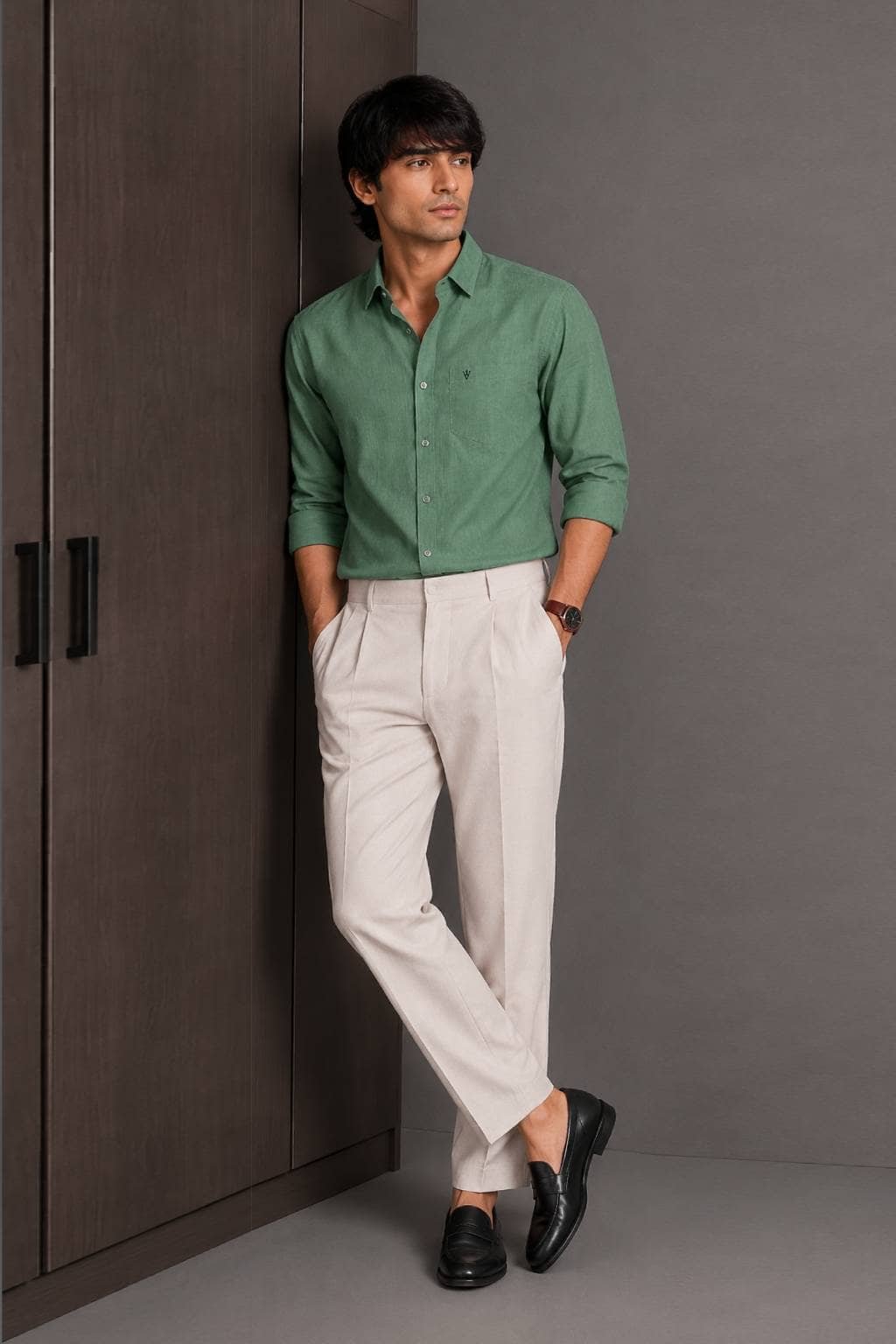 Men’s Solid Shirt | Regular Fit – Signature – Sap Green - Image 4