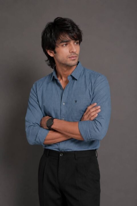 Men’s Solid Shirt | Regular Fit – Signature – Cool Grey